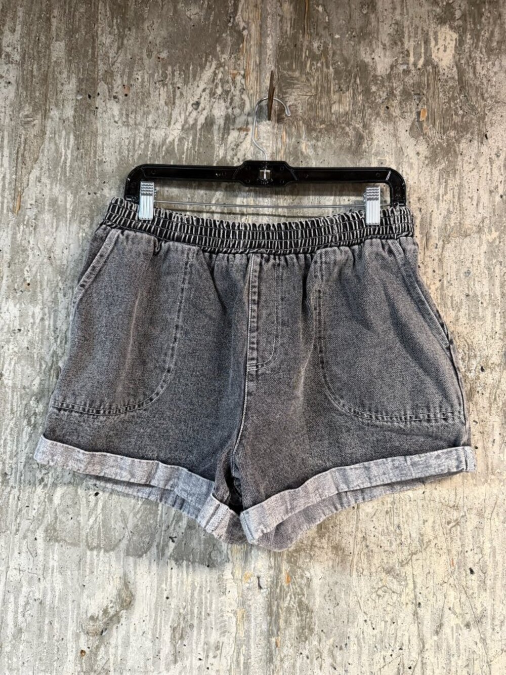 GILLI Women's Elasticated Waist Denim Shorts Size M In Gray